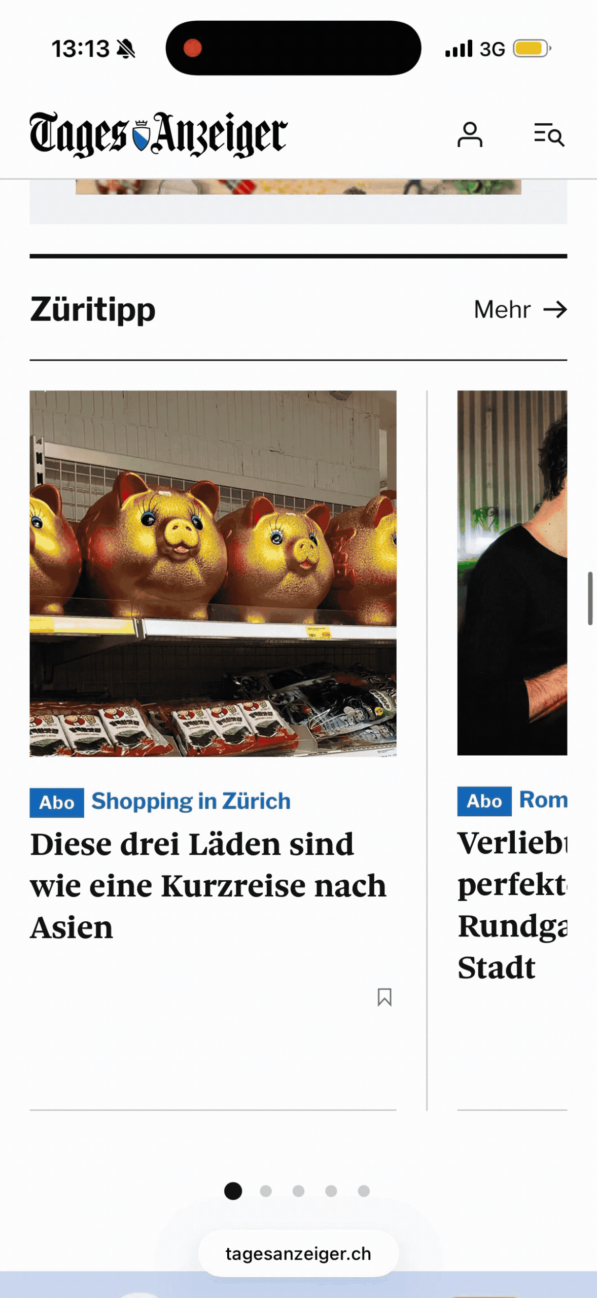 GBA_Midscroll_Tagesanzeiger_Mobile_DE (4) Beispiel eines Midscroll Ad Formats mit dem Brand Brandidog auf der Mobile Tagesanzeiger Website