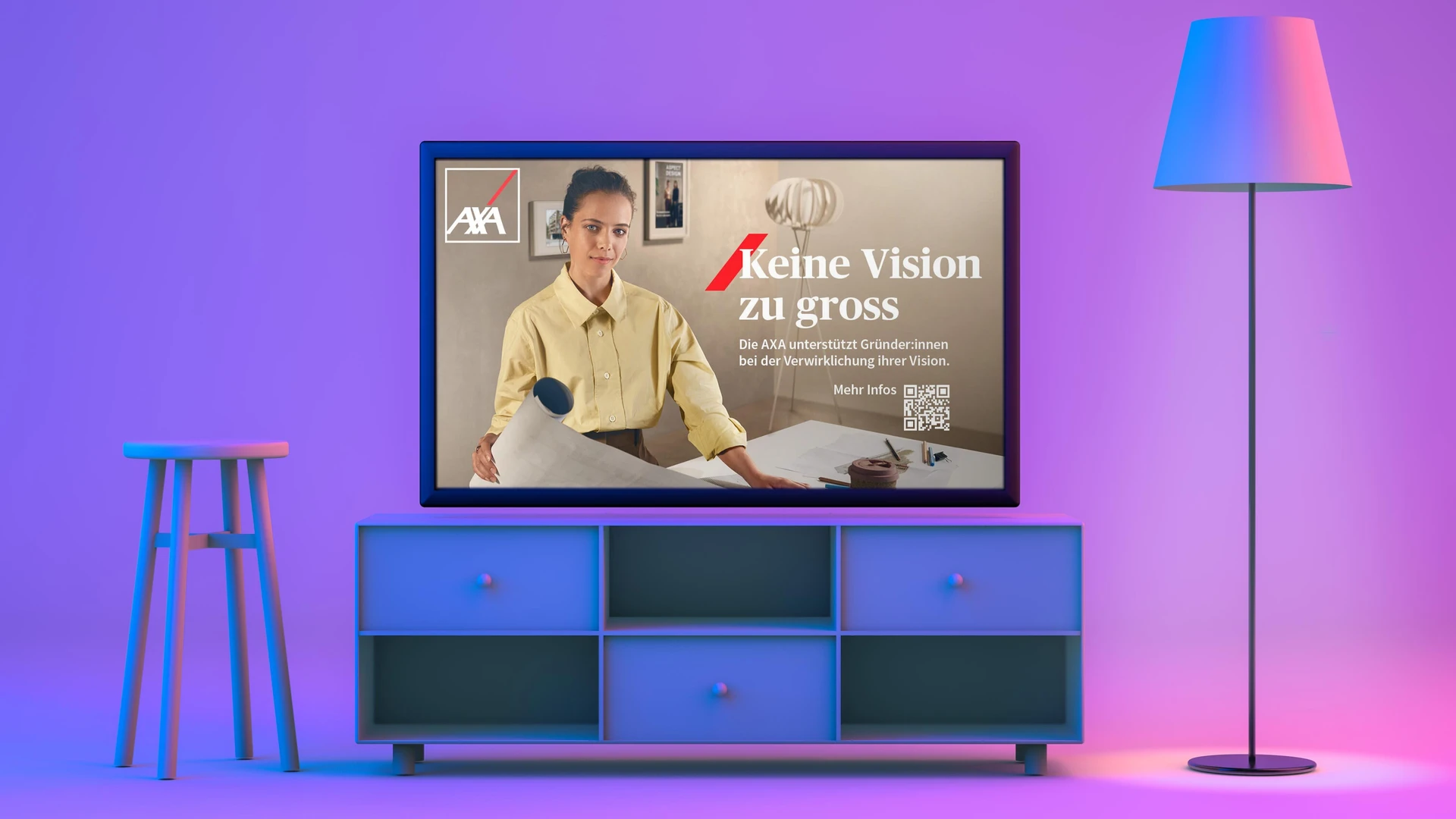 Axa Werbung auf TV-Screen